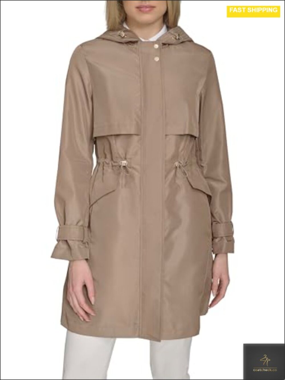 Packable Trench Style Parka Jacket Long Sleeve Zipper